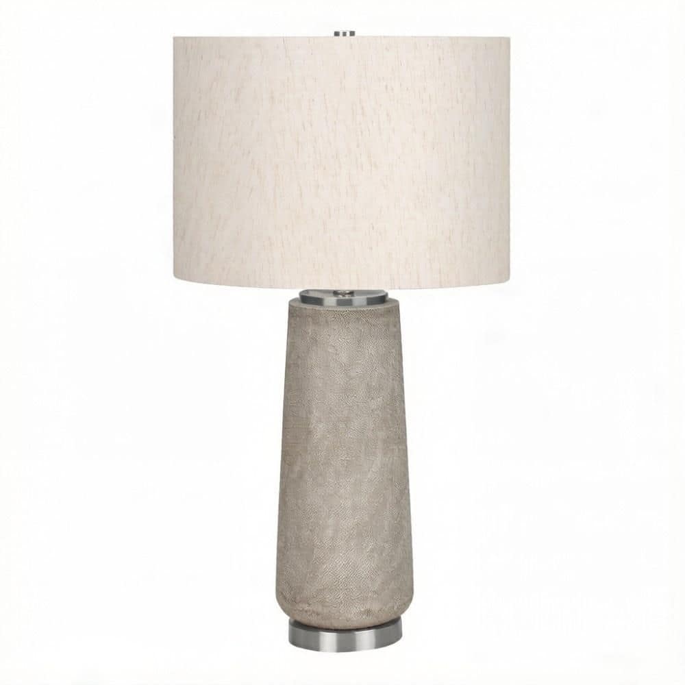 29 in. Gray Resin Table Lamp with Textured Cylinder Base and Ivory Linen Drum Shade for Living Room, Bedroom and Office price history on PriceWatchPro