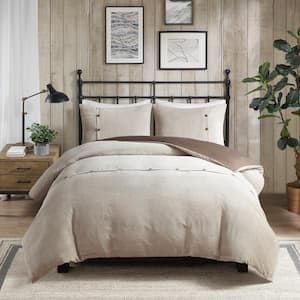 Lennox Tan King/Cal King 3-Piece Polyester Corduroy Duvet Cover Set