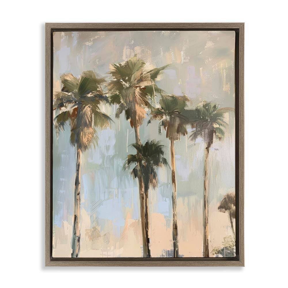 Painterly Palm Trees by Petal Prints Design Brown Floater Frame Nature Graphic Art Print 21 in. x 17 in. price history on PriceWatchPro