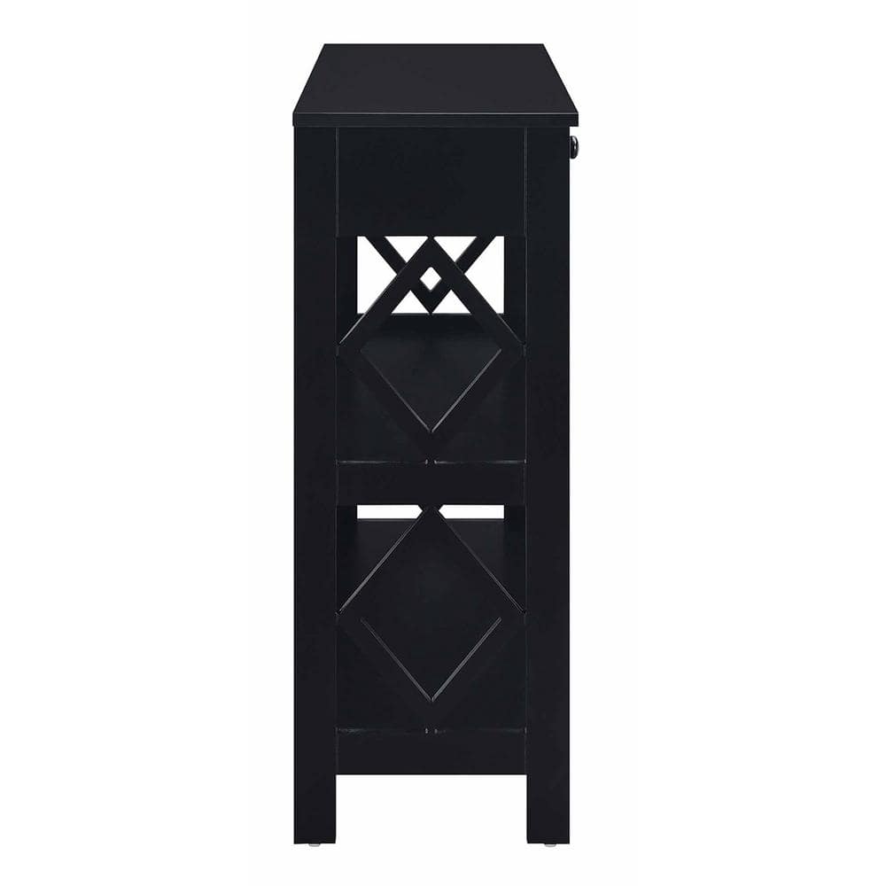 Sleek Diamond 40" Black Console Table with Storage
