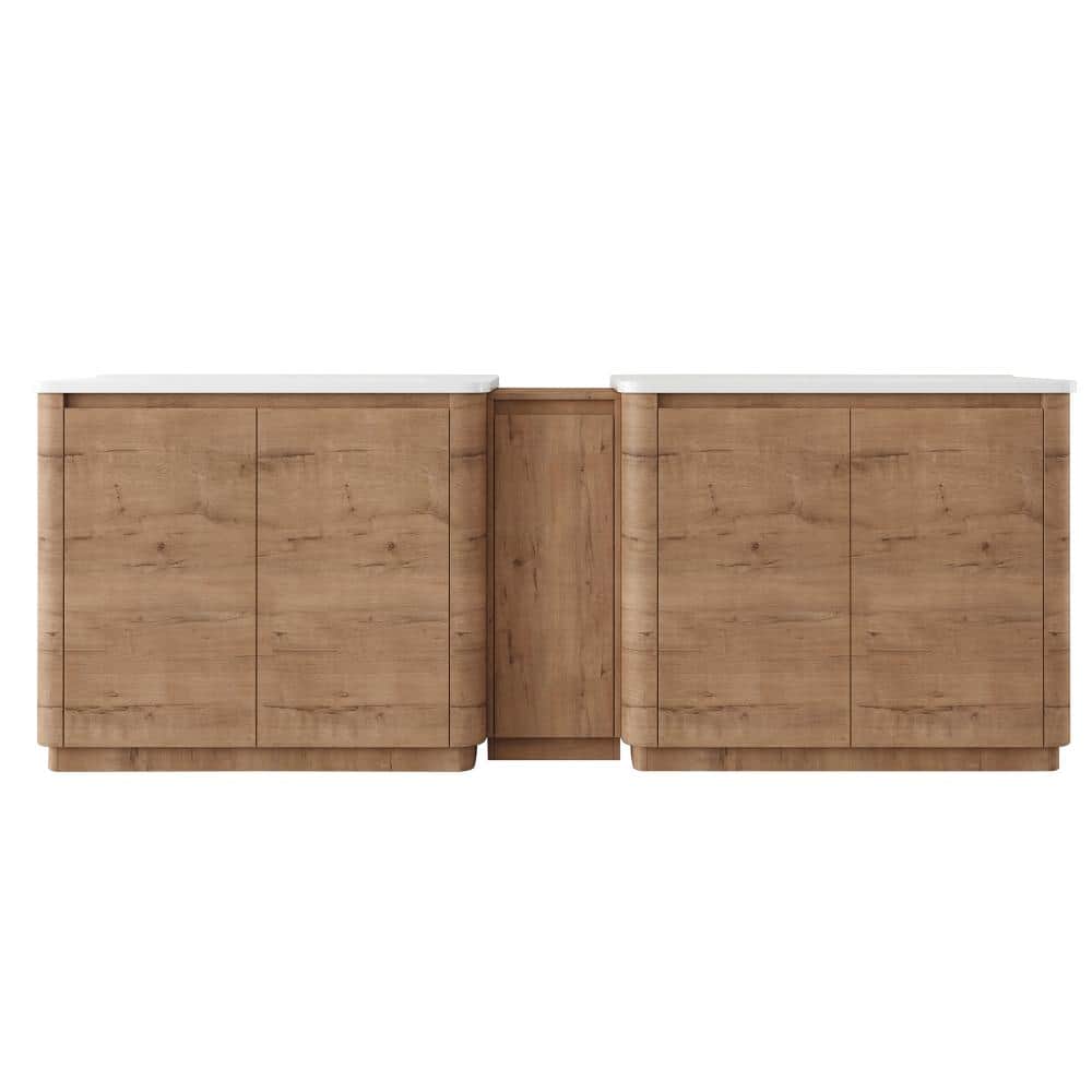 91.31 in. Double Sink Freestanding Imitative Oak Bath Vanity with White Ceramic Top Unassembled price history on PriceWatchPro