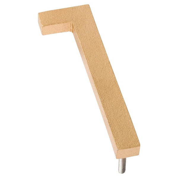 4 in. Gold Aluminum Floating or Flat Modern House Number 1