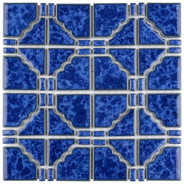 青いお月様　Melloglass Merola Tile Osaka Blue Cloud 11-3/4 in. x 11-3/4 in. Porcelain
