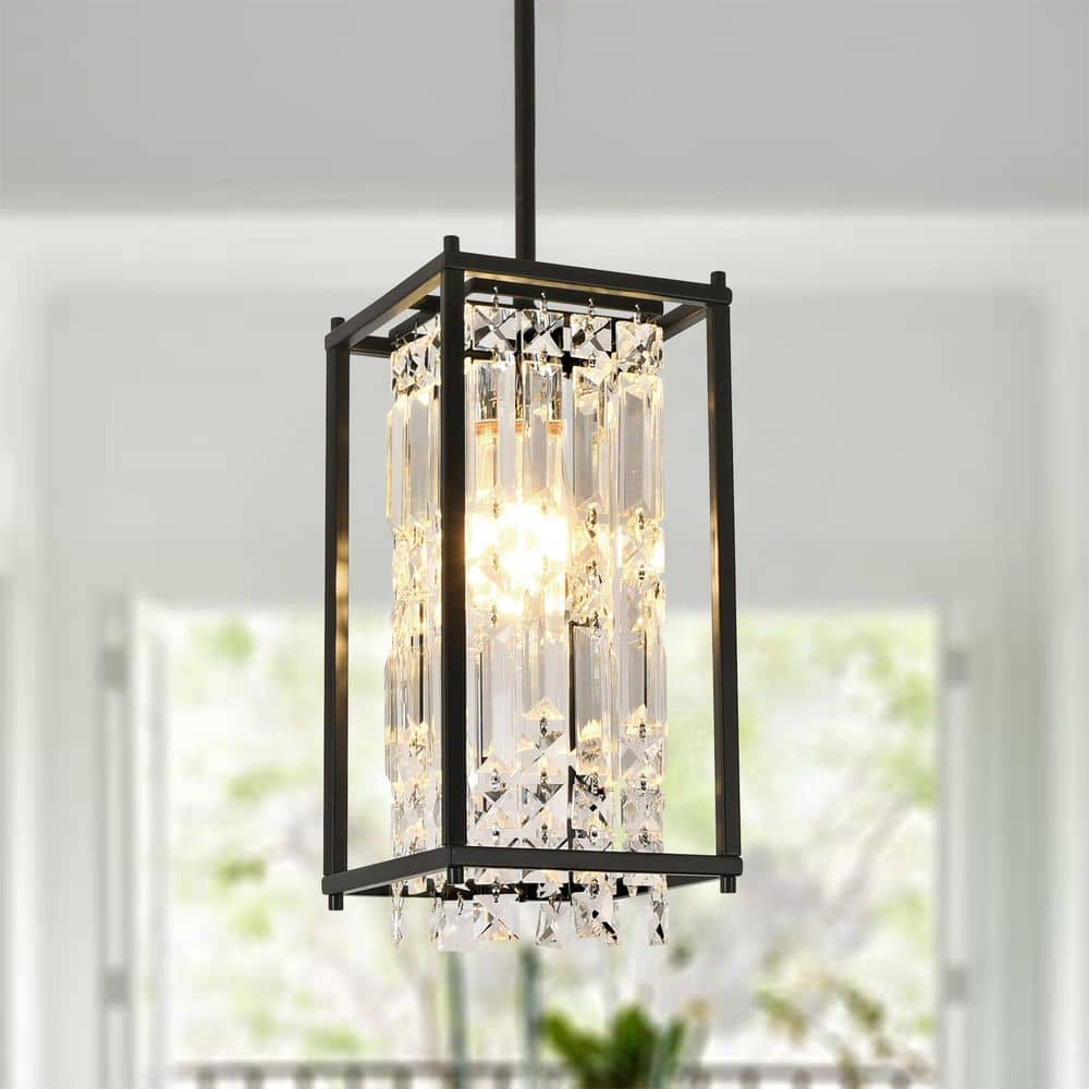 Jasslynn 60 Watt 1 Light Black Nickel Luxury Pendant Light with Rectangle Crystal Glass Shade for Kitchen Living Room price history on PriceWatchPro