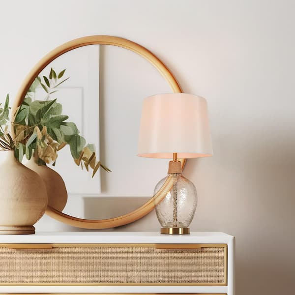 Modern 25.5 in. Plating Brass Metal Table Lamp with Beige Fabric Shade for Living Room Bedroom