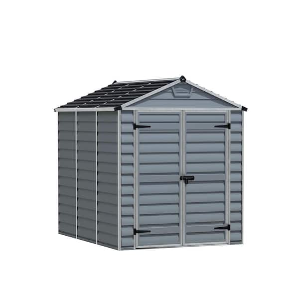 SkyLight 6 ft. W x 8 ft. D Resin Plastic Outdoor Garden Storage Shed with Floor (45.2 sq. ft) in Gray
