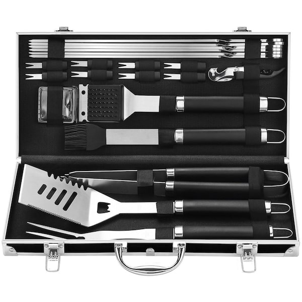 22-Piece Black BBQ Accessories Grill Tools Set, Stainless Steel Barbecue Grill Accessories, Christmas Grilling Gifts