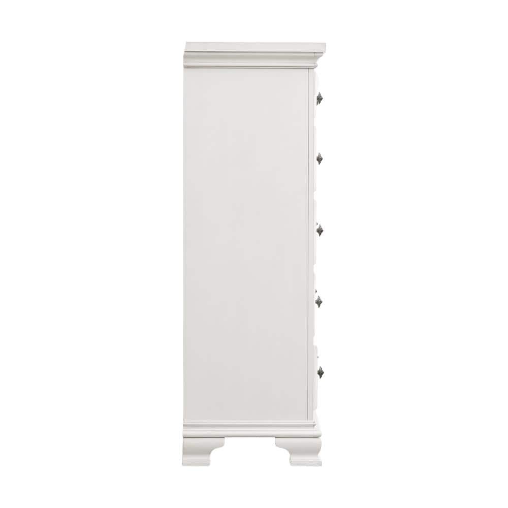 Trent White Transitional 6-Drawer Vertical Chest with Felt Lining