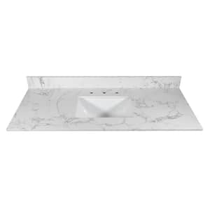 49 in. W x 22 in. D Engineered Stone Bathroom Vanity Top in Carrara White with Ceramic Single Sink and Backsplash