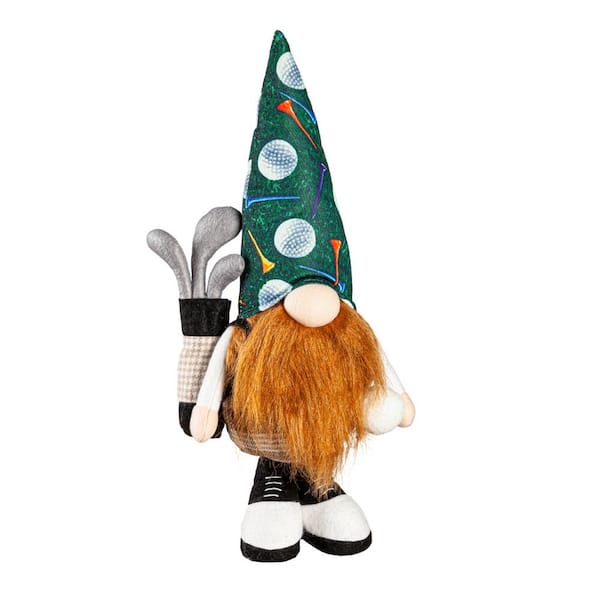 Evergreen 17 in. Fabric Golfing Gnome Novelty Table Decor