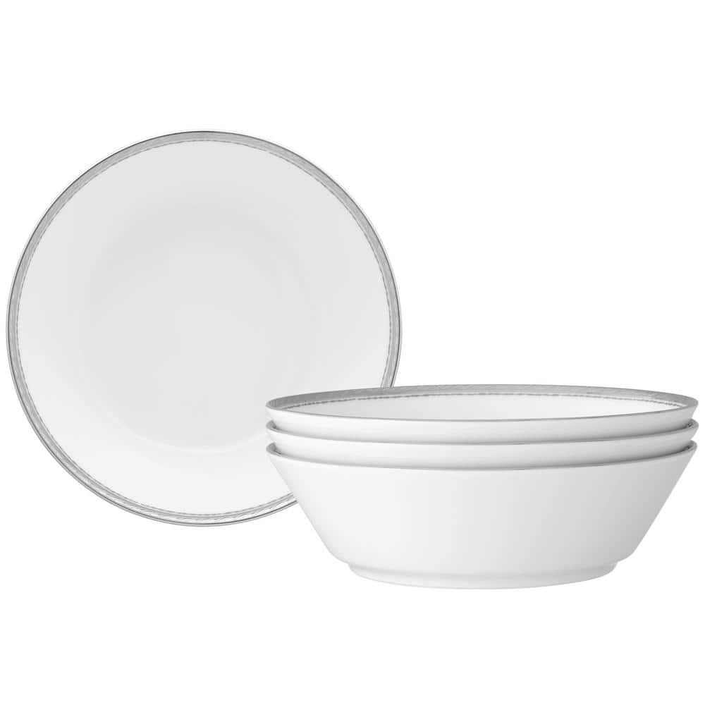 Noritake Whiteridge Platinum 7 in., 20 fl. oz. (White) Porcelain Soup Bowls, (Set of 4) 1761