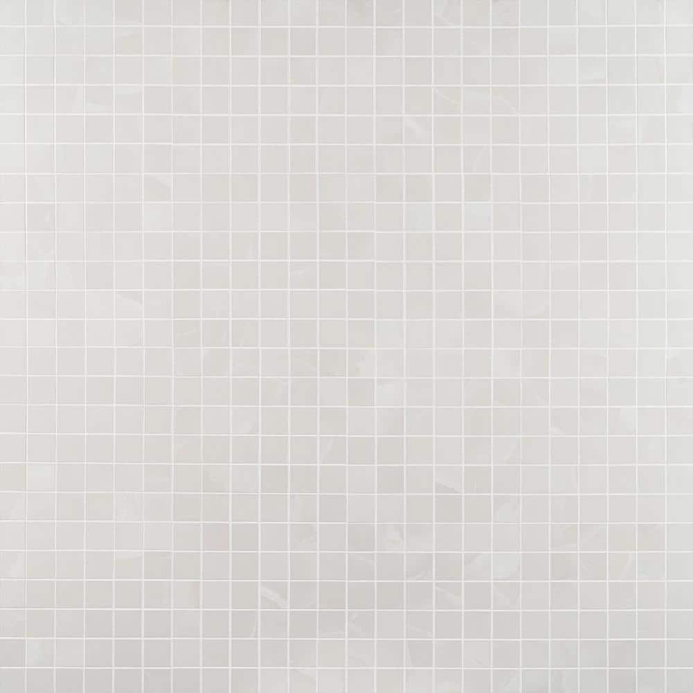Aztec Onyx Bianco Matte Porcelain Mosaic Tile 12-in x 12-in