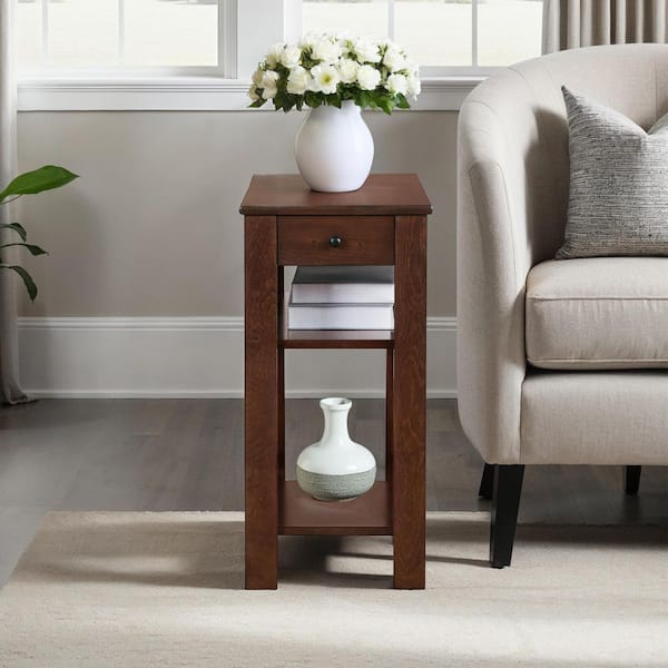 Designs2Go 11.75 in. Espresso Rectangle MDF End Table with Shelves