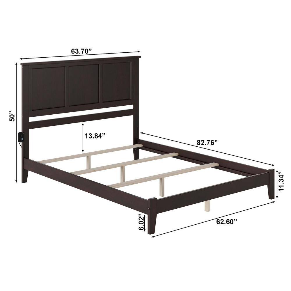 Madison Espresso Queen Bed with Surface Mount Turbo Charger