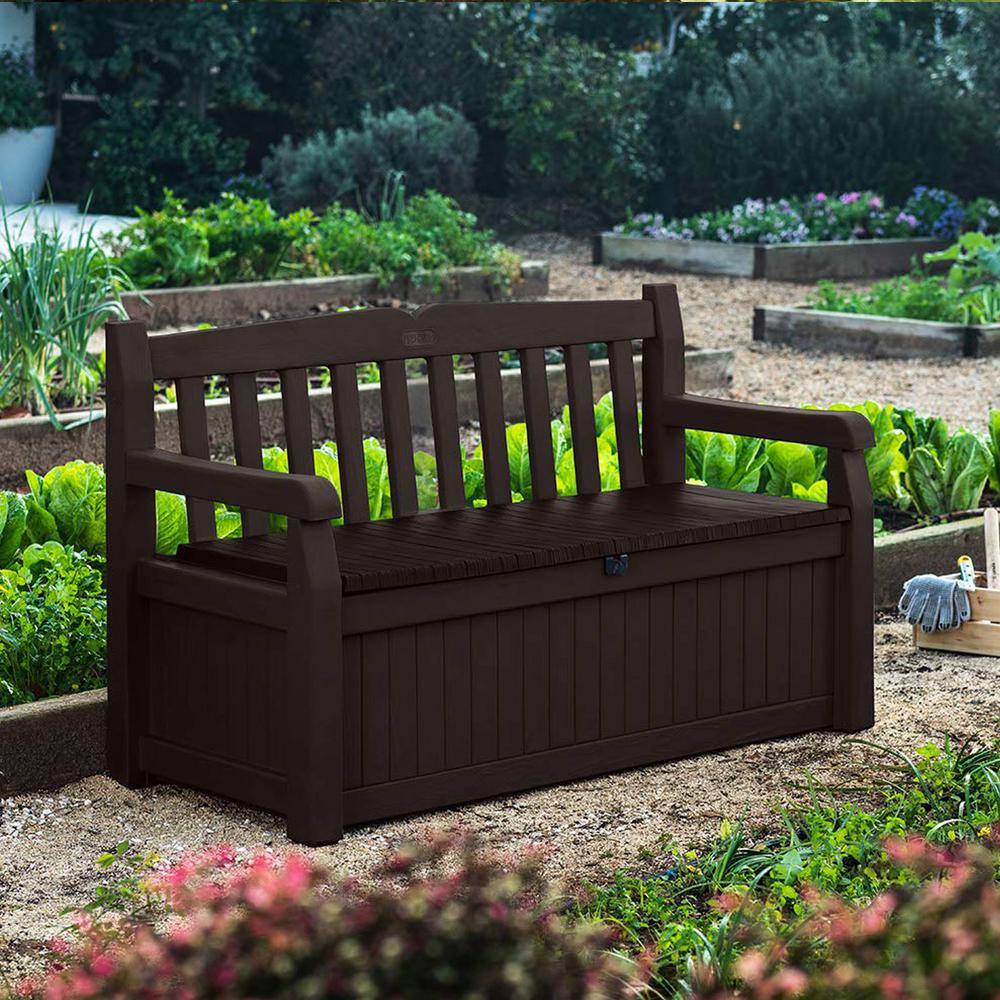 Noir Resin Outdoor Double Seating Storage Bench