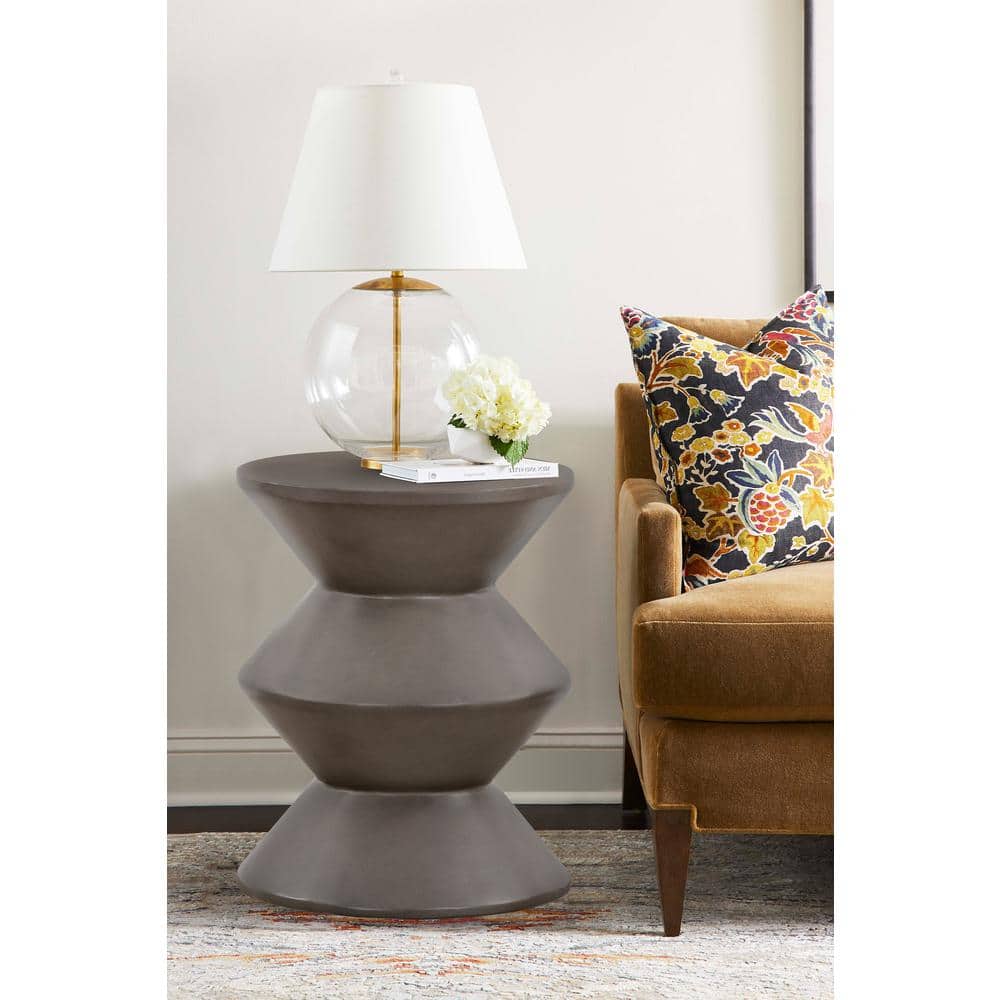 Lizzie 14 in. W Concrete Indoor Outdoor Accent Stool End Table