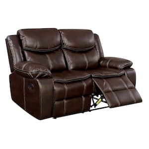 Transitional Style Brown Double Recliner Love Seat