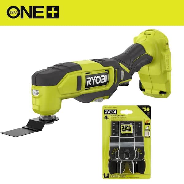 ONE+ 18V Cordless Oscillating Multi-Tool (Tool Only) with 4-Piece Wood Oscillating Multi-Tool Blade Set