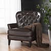 Noble House Tafton Brown Leather Tufted Club Chair 562 - The Home Depot