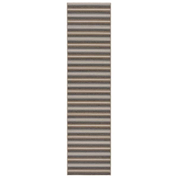 Garland Rug Nantucket Mutlicolor Earth Tone 2 ft. x 8 ft. Stripe Rectangle Runner Rug