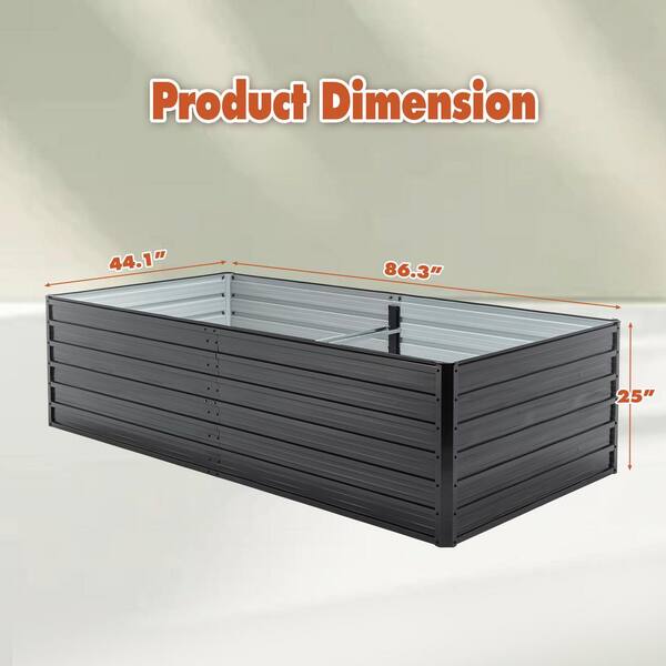 Black Metal Rectangular Raised Garden Bed Kit for Outdoor Plants