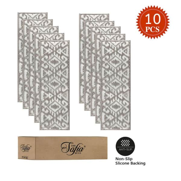 THE SOFIA RUGS Sofihas, Grey/White 31 in. x 31 in. Non-Slip Landing Mat,  Polypropylene w/Rubber Backing, Stair Tread Cover MAT-65B-GR - The Home  Depot