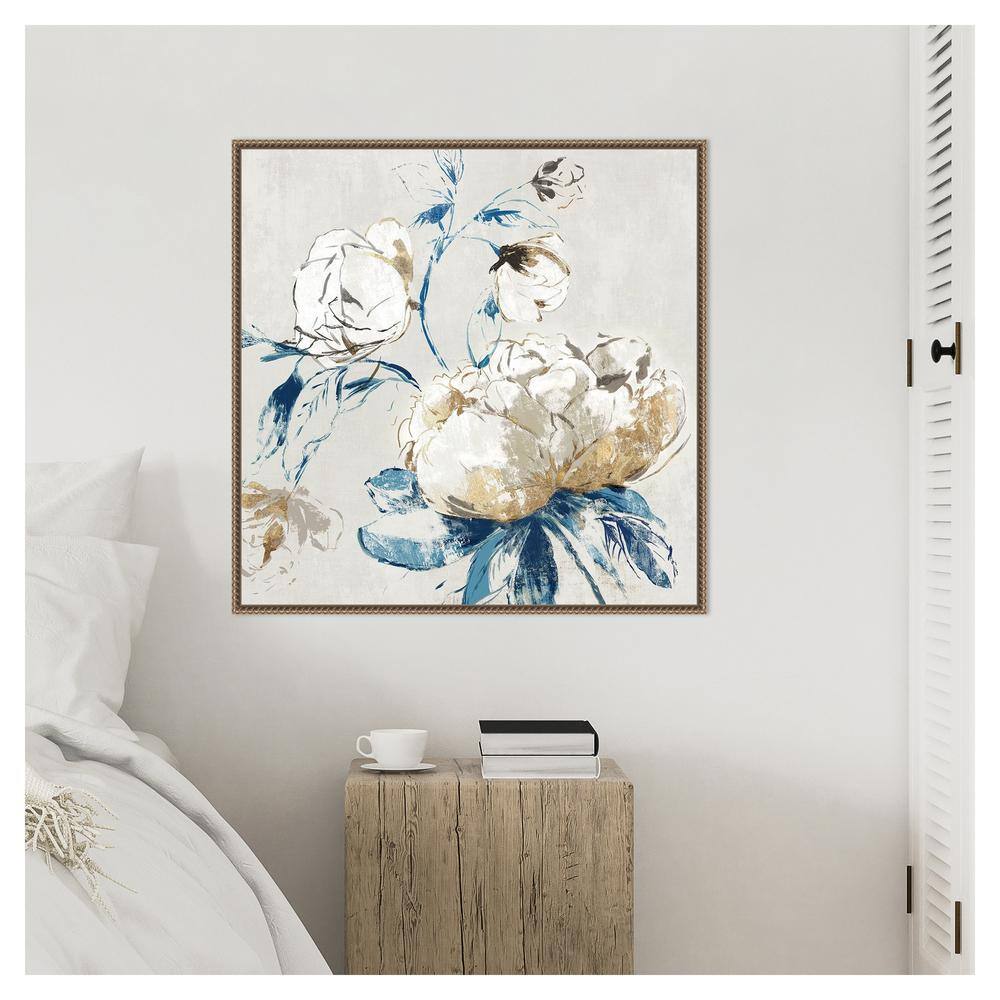 Gold Rosa II 30" Floral Canvas Print with Bronze Frame