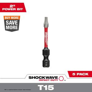 SHOCKWAVE Impact Duty 2 in. T15 Torx Alloy Steel Screw Driver Bit (5-Pack)