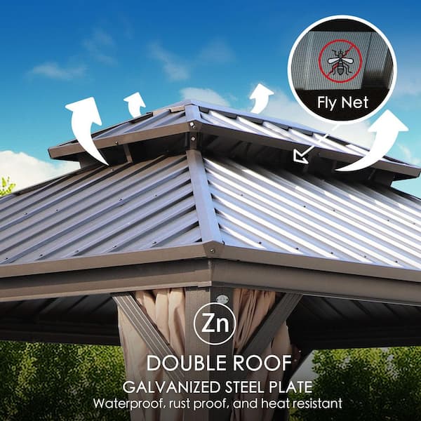 KOZYARD Rosana 10 ft. x 10 ft. Aluminum Gazebo with Galvanized
