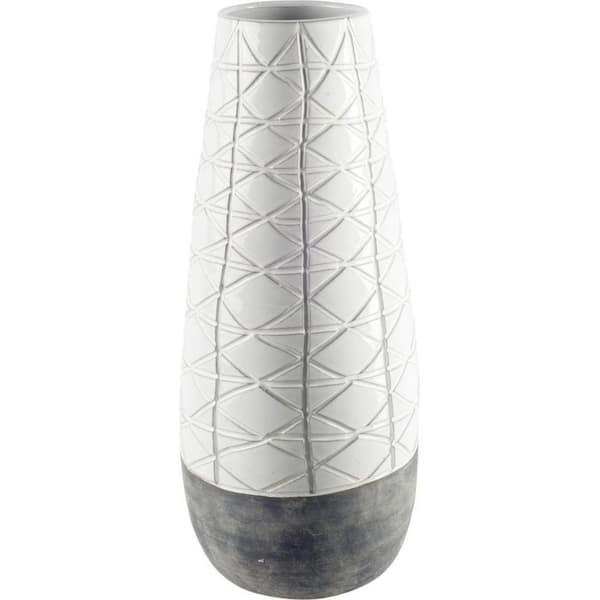 HomeRoots 21 in. Multi-Colored Ceramic Cylinder Decorative Vase