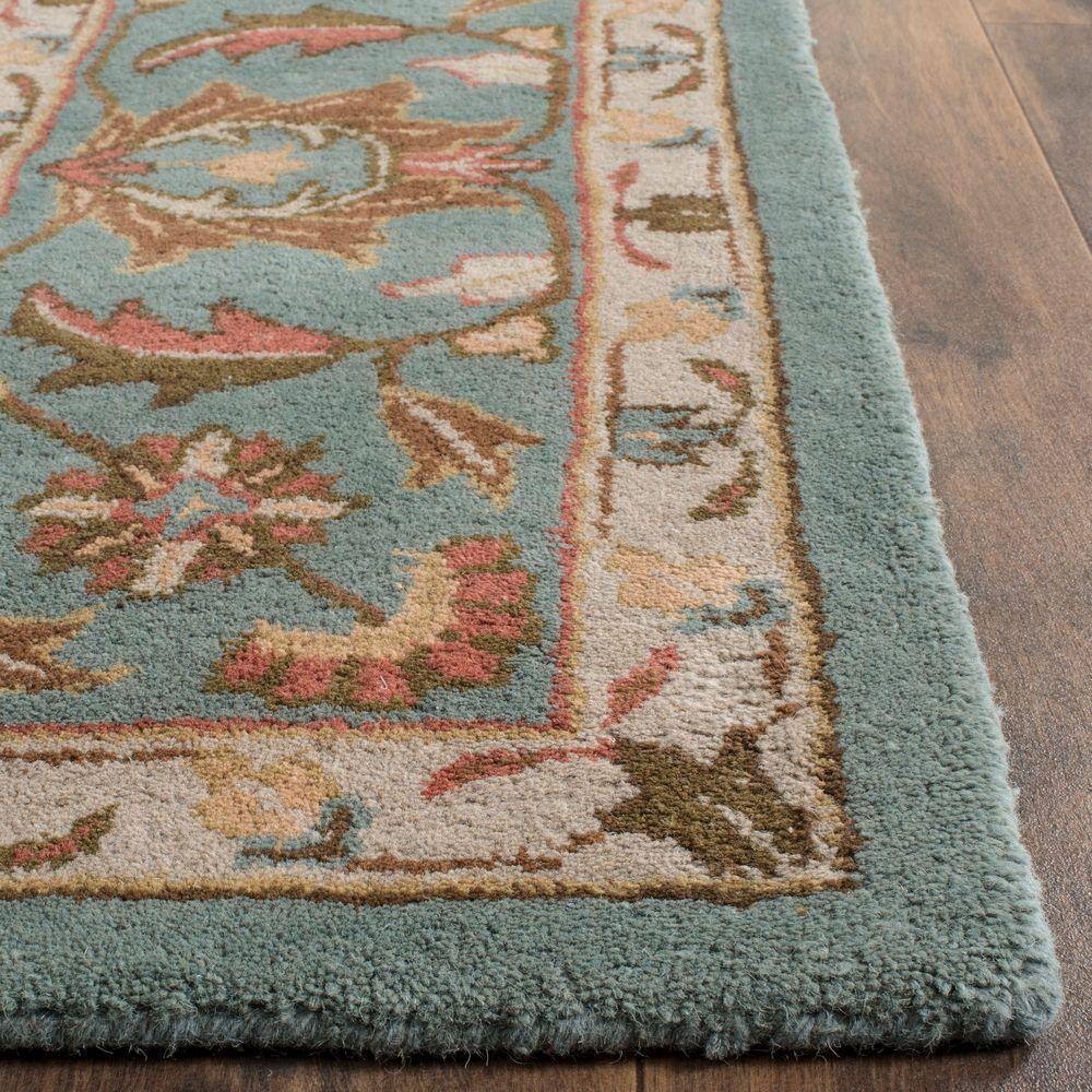 Elegant Heritage Blue Rectangular Hand-Tufted Wool Area Rug, 9' x 12'
