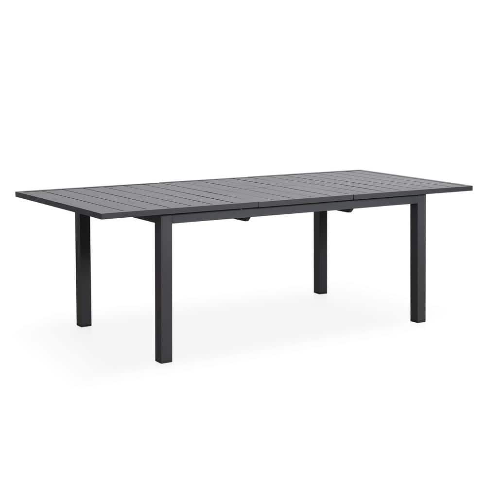 Grey Aluminum Extendable Outdoor Dining Table for 8