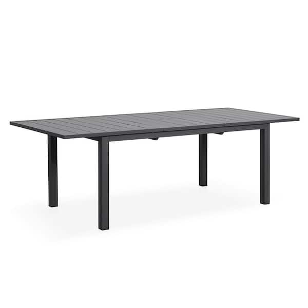SUNVIVI Extendable Aluminum Outdoor Dining Table, Grey