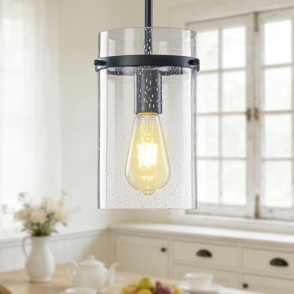 1-Light Black Pendant Light with Clear Bubble Glass Shade,Modern Farmhouse Mini Hanging Ceiling Light for Kitchen Island price history on PriceWatchPro