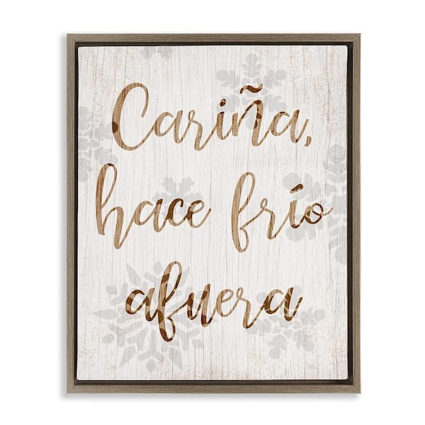 Stupell Industries Cold Outside Feminine by Lil' Rue Brown Floater Frame Abstract Graphic Art Print 31 in. x 25 in.