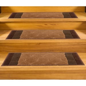 Custom Size Stair Treads Volley Brown 12 in. x 31 in. Stair Tread Cover (Set of 13)