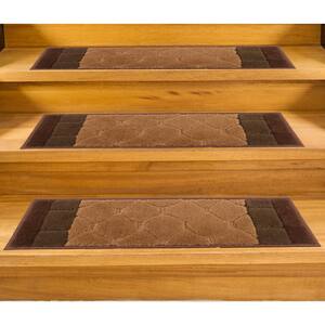 Custom Size Stair Treads Volley Brown 7 in. x 26 in. Stair Tread Cover (Set of 13)