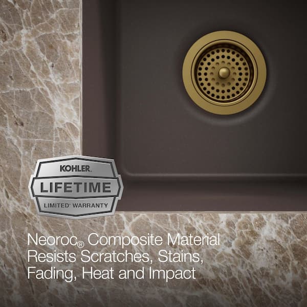 KOHLER Cairn Matte Brown Granite Composite 16 in. Undermount Bar