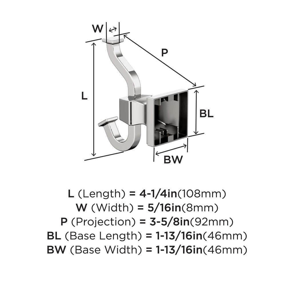 Mulholland Chrome Double Prong Wall Mounted Hook