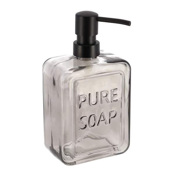 Pure Soap Freestanding Soap Dispenser 18 FL oz. Smoked Glass