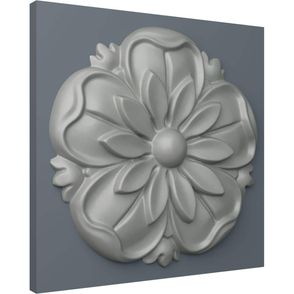 Primed Gray Round Floral Rosette Accent Piece