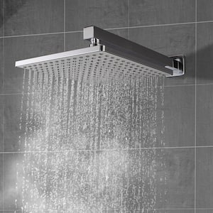 Mondawell Square 1-Spray Patterns 9 in. Wall Mount Rain Fixed Shower Head with Valve in Chrome