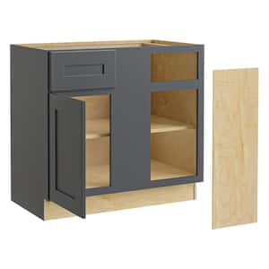Newport Deep Onyx Plywood Shaker Assembled Corner Kitchen Cabinet Soft Close Right 36 in W x 24 in D x 34.5 in H