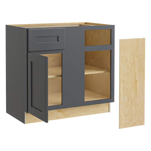 Home Decorators Collection Newport Deep Onyx Plywood Shaker Assembled Corner Kitchen Cabinet Soft Close Right 36 in W x 24 in D x 34.5 in H