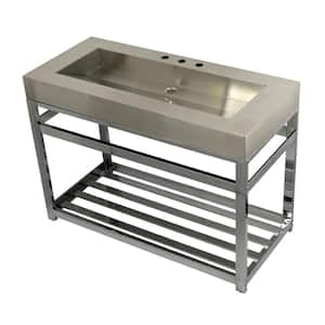 49 in. W Bath Vanity in Chrome with Stainless Steel Vanity Top in Silver with Silver Basin
