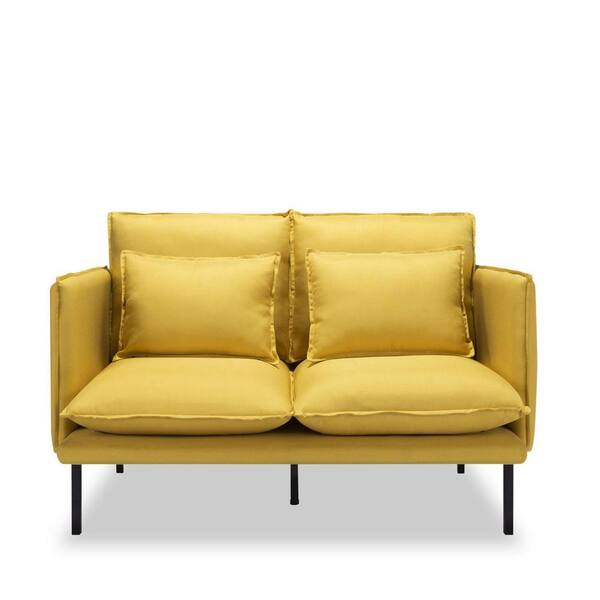 wetiny 78.5 in.W Square Arm Polyester Standard Straight with 2 Pillows Sofa in Yellow