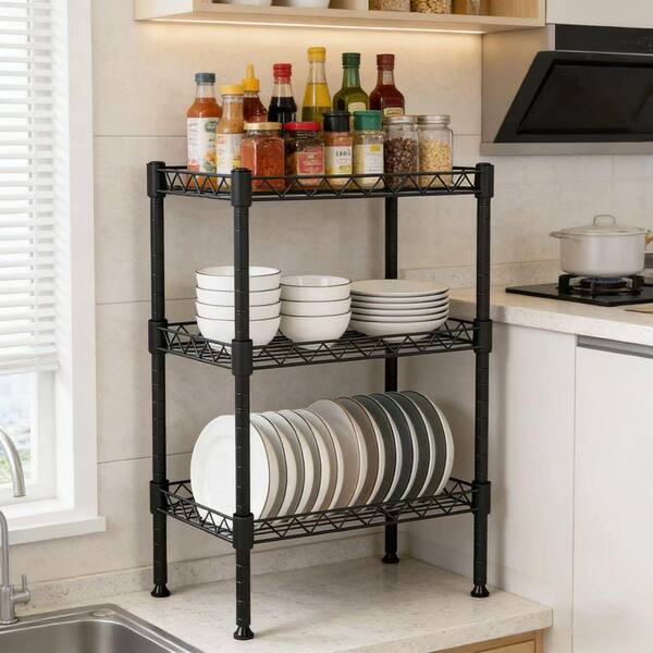 Siavonce 3-Tier Metal Wire Shelving Unit Adjustable Pantry