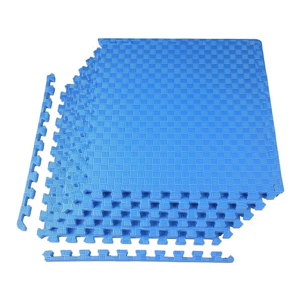 144 Sq Ft Interlocking EVA Foam Exercise Mat Tiles, Blue
