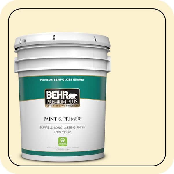 BEHR PREMIUM PLUS 5 gal. #P280-1 Summer Bliss Semi-Gloss Enamel Low Odor Interior Paint & Primer