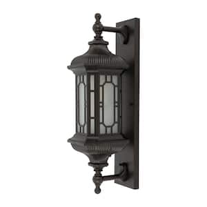 23.62 in. 1 Light Black Modern Outdoor Wall Light Waterproof Wall Sconce with Glass Shade for Porch Garage Garden